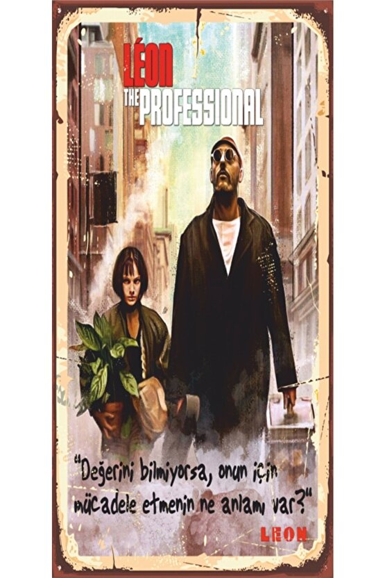 Leon Mathilda Saksı Mini Retro Ahşap Poster