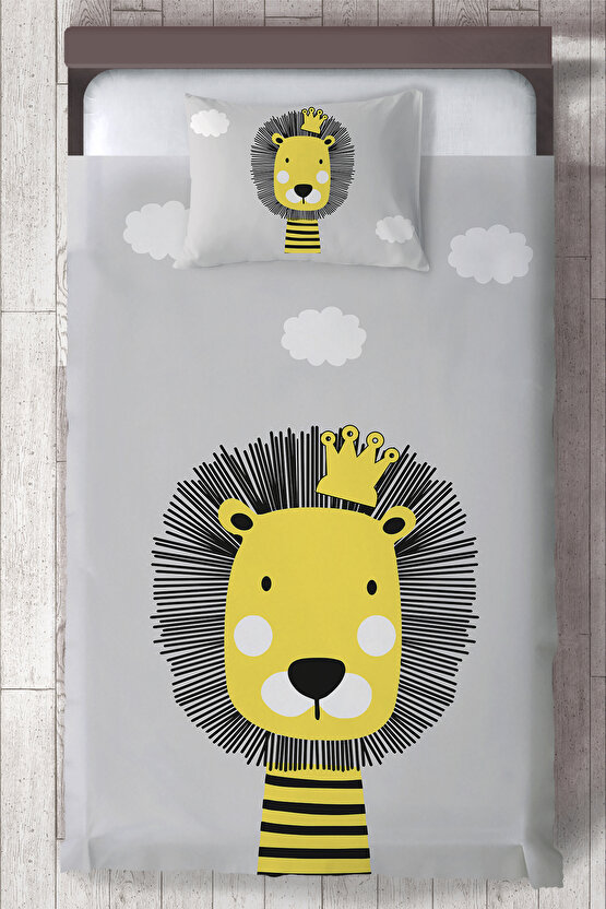 RONNA HOME Bebek ve Çocuk Odası Kral Aslan Desenli Yatak Örtüsü RNNYO-095