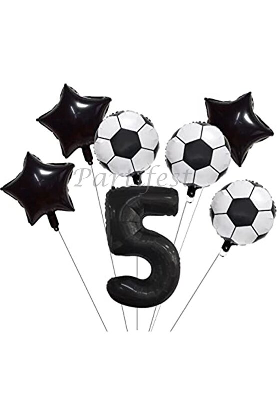 Futbol Konsept 5 Yaş Balon Set Maç Konsept Doğum Günü Set Yaş Balon Set