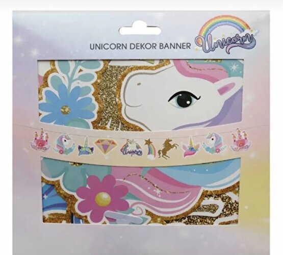 Unicorn Tek Boynuzlu At Dekoratif Banner Duvar Süsü