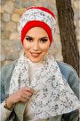 Kırmızı Beyaz Çiçek Desen