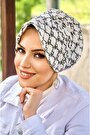 Siyah Beyaz Hat Desenli Tesettür