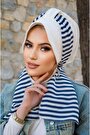 Beyaz Lacivert Çizgili