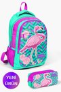 Su Yeşili Pembe Simli Flamingo