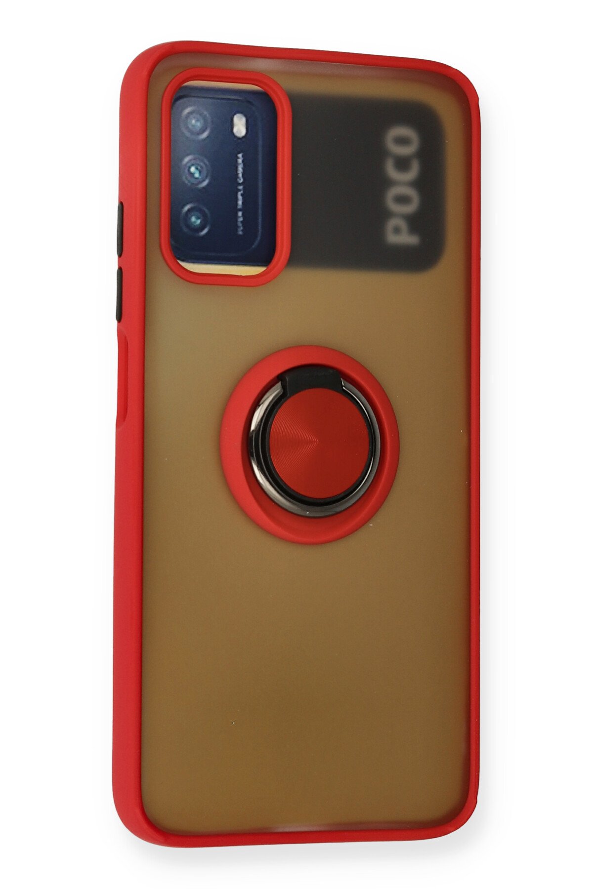 NewFace Newface Xiaomi Pocophone M3 Kılıf Montreal Yüzüklü Silikon Kapak - Kırmızı