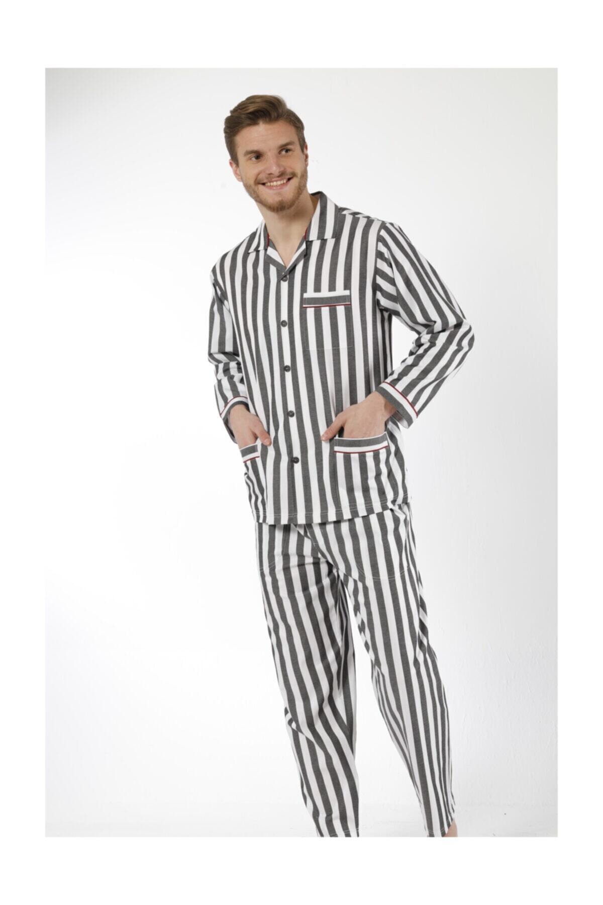Kocabey 4007 Gaffur Çizgili Poplin Erkek Pijama Takımı