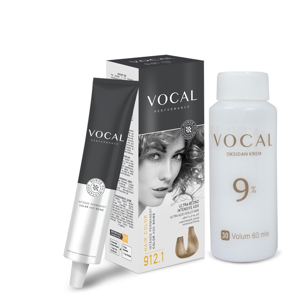 Vocal Vocal Saç Boyası Kit Set 912.1 Ultra Açıcı Küllü Sarı Ekstra Pigment