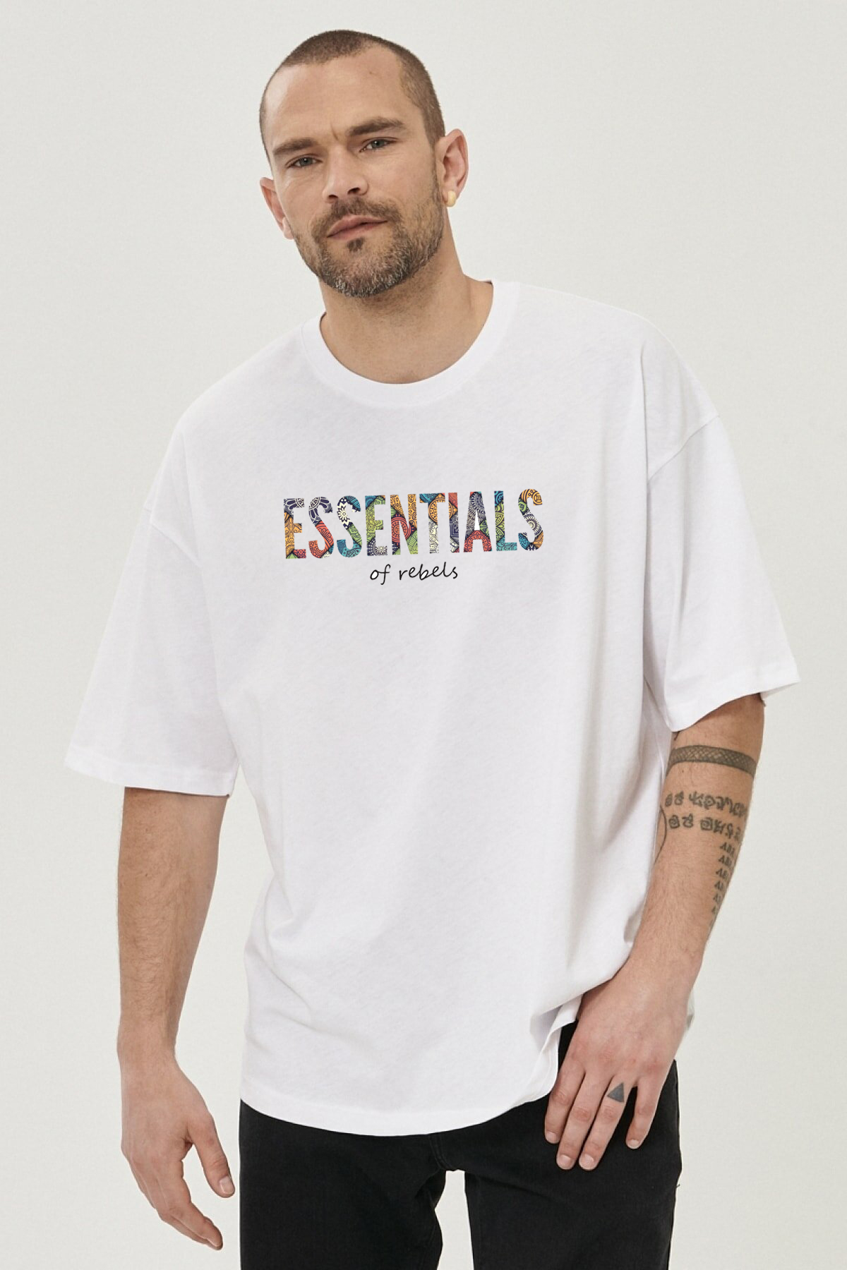 İnsane Minds Essentials Baskılı Bol Kalıp Oversize T-shirt
