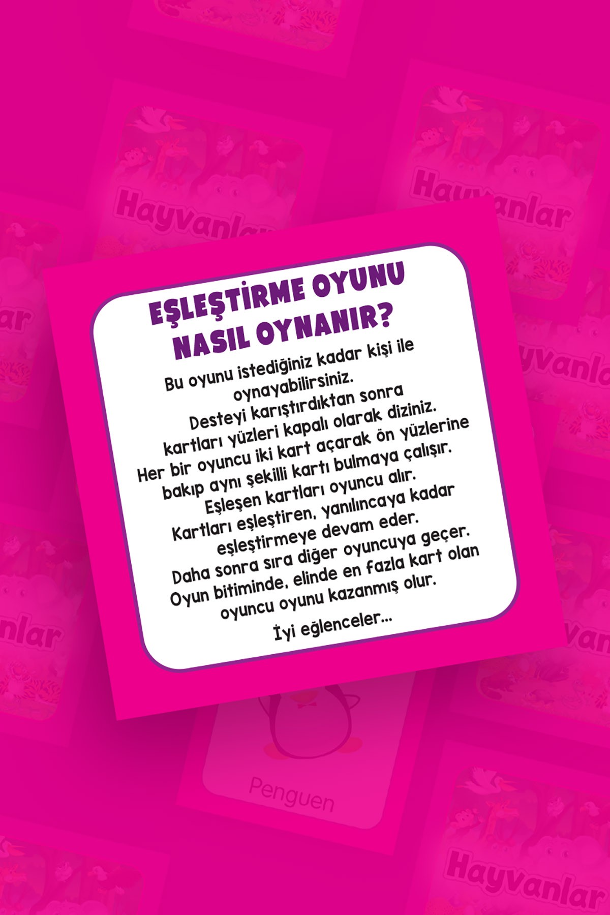 Artikel Hayvanlar Eşleştirme Hafıza Kart Oyunu