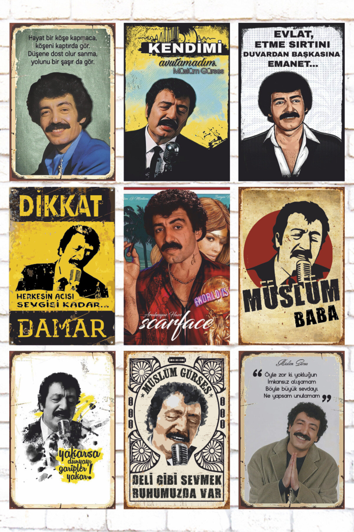 9 Parça Karışık Ahşap Tablo Seti müslüm gürses damar ba | Vartabi