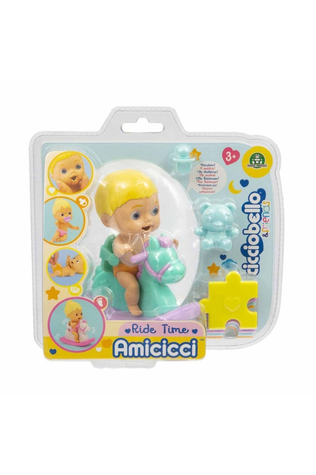 Cicciobello Amiccici Gezme Vakti Cc010000 - Yeşil At - Sarı Saçlı Erkek Bebek