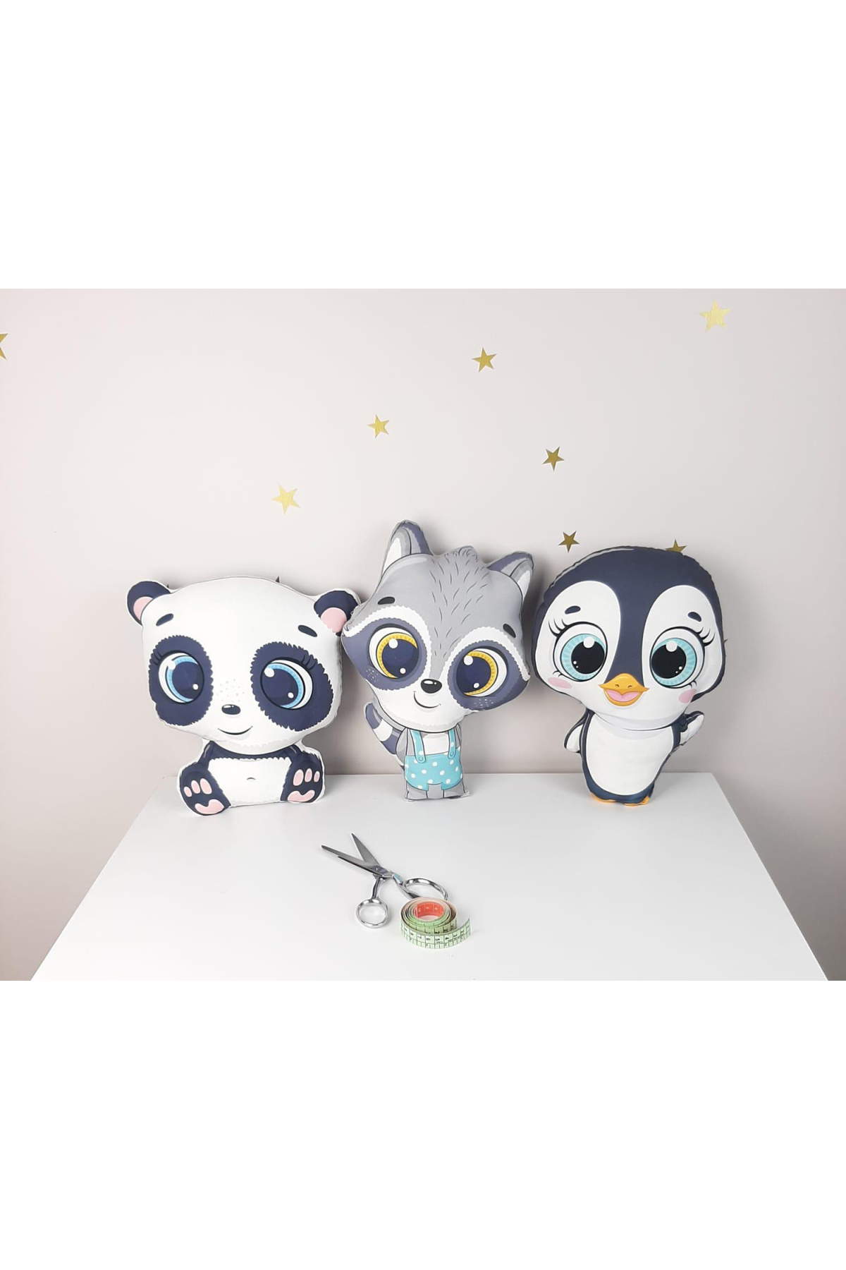 MEKTA HOME Mekta Home Panda Rakun ve Penguen Pofuduk Dekoratif Uyku Arkadaşı Yastığı ve Kırlent MKTUA-021