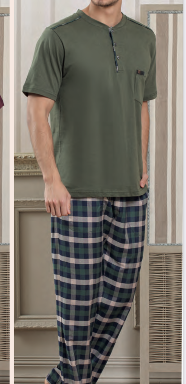 Pelin Pijama Erkek Patlı Pijama Takımı -2701-Haki