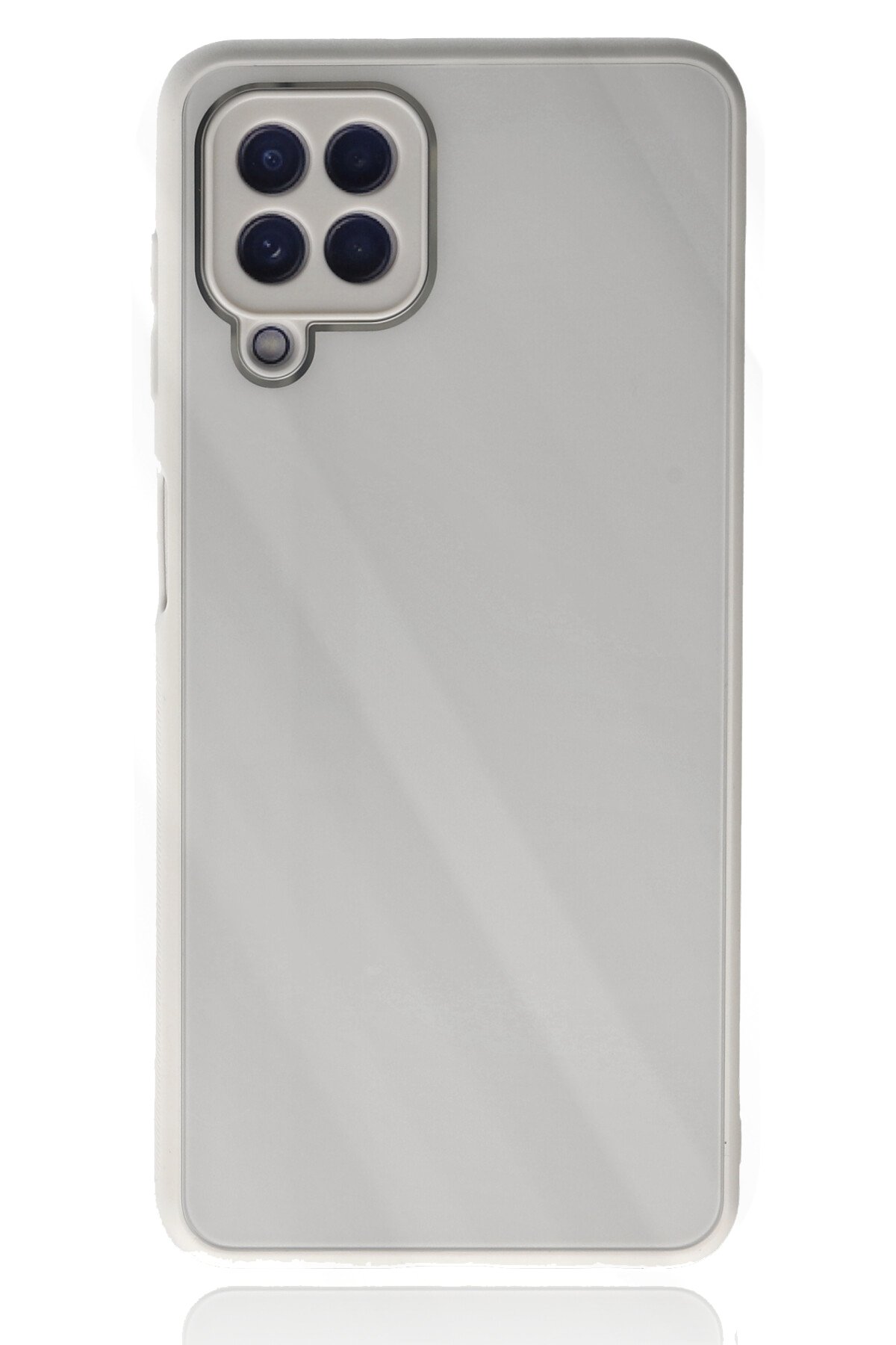 NewFace Newface Samsung Galaxy M32 Kılıf Glass Kapak - Beyaz