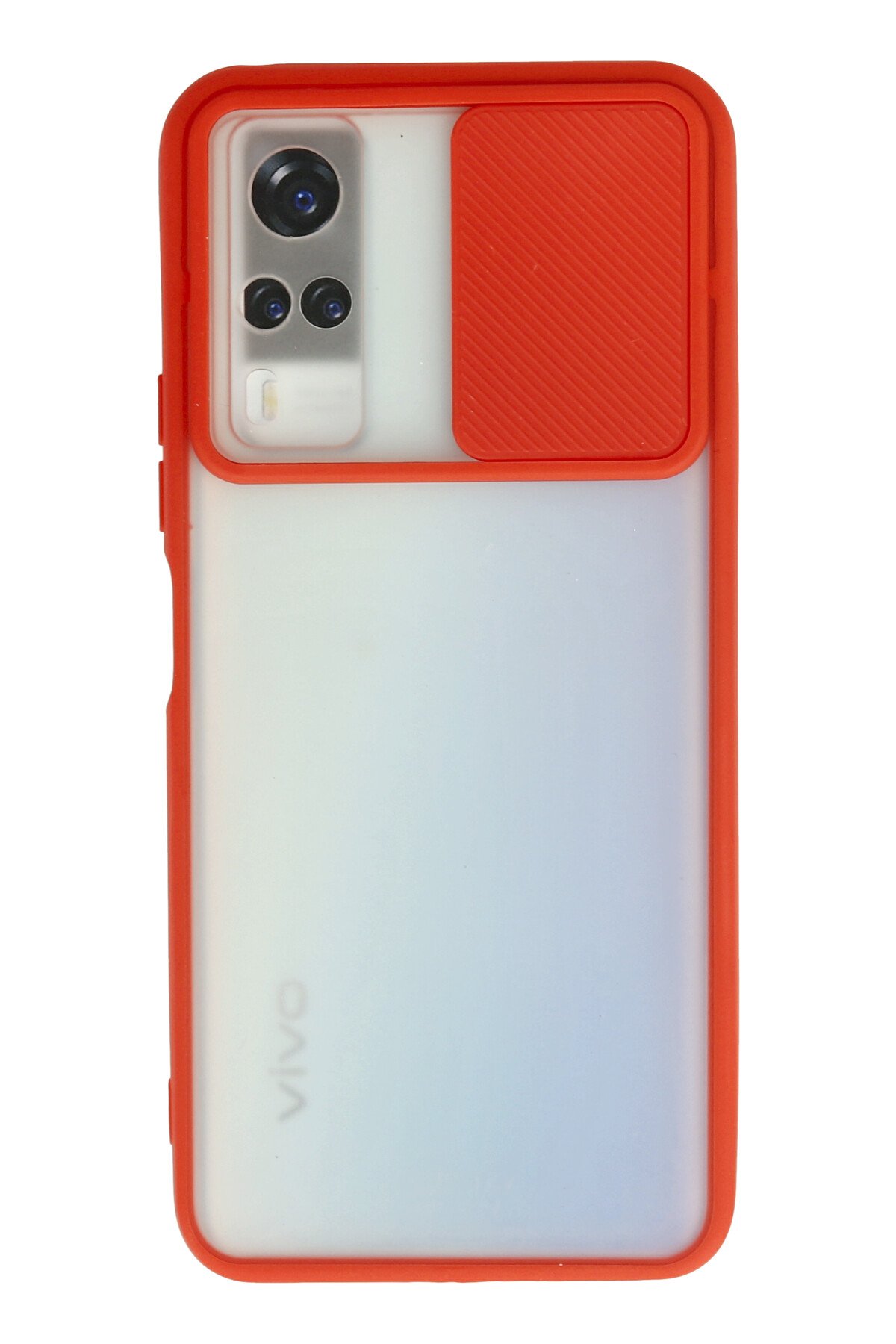 NewFace Newface Vivo Y51A Kılıf Palm Buzlu Kamera Sürgülü Silikon - Kırmızı