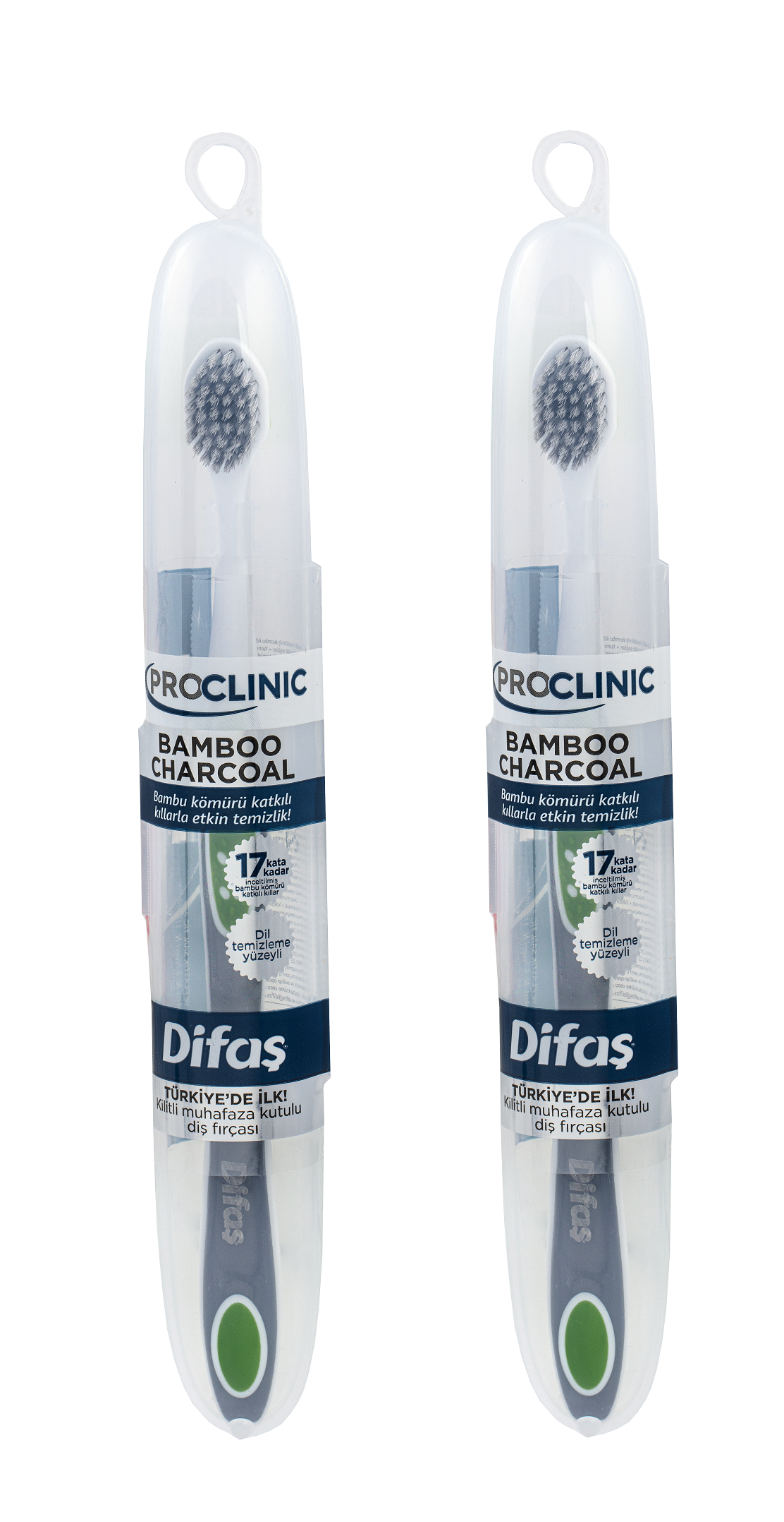 Difaş Pro Clinic Bamboo Charcoal Diş Fırçası - Muhafaza Kutulu (2 Adet)