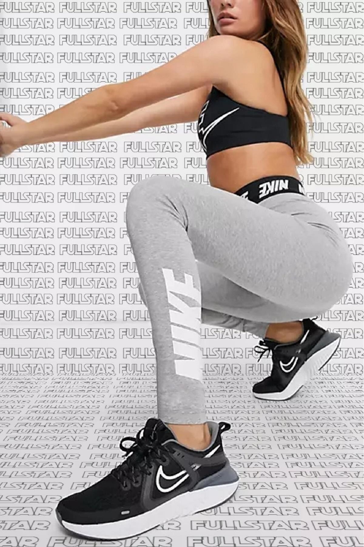 Nike Leggings High Rise Yüksek Belli Pamuk Polyester Ince Siyah