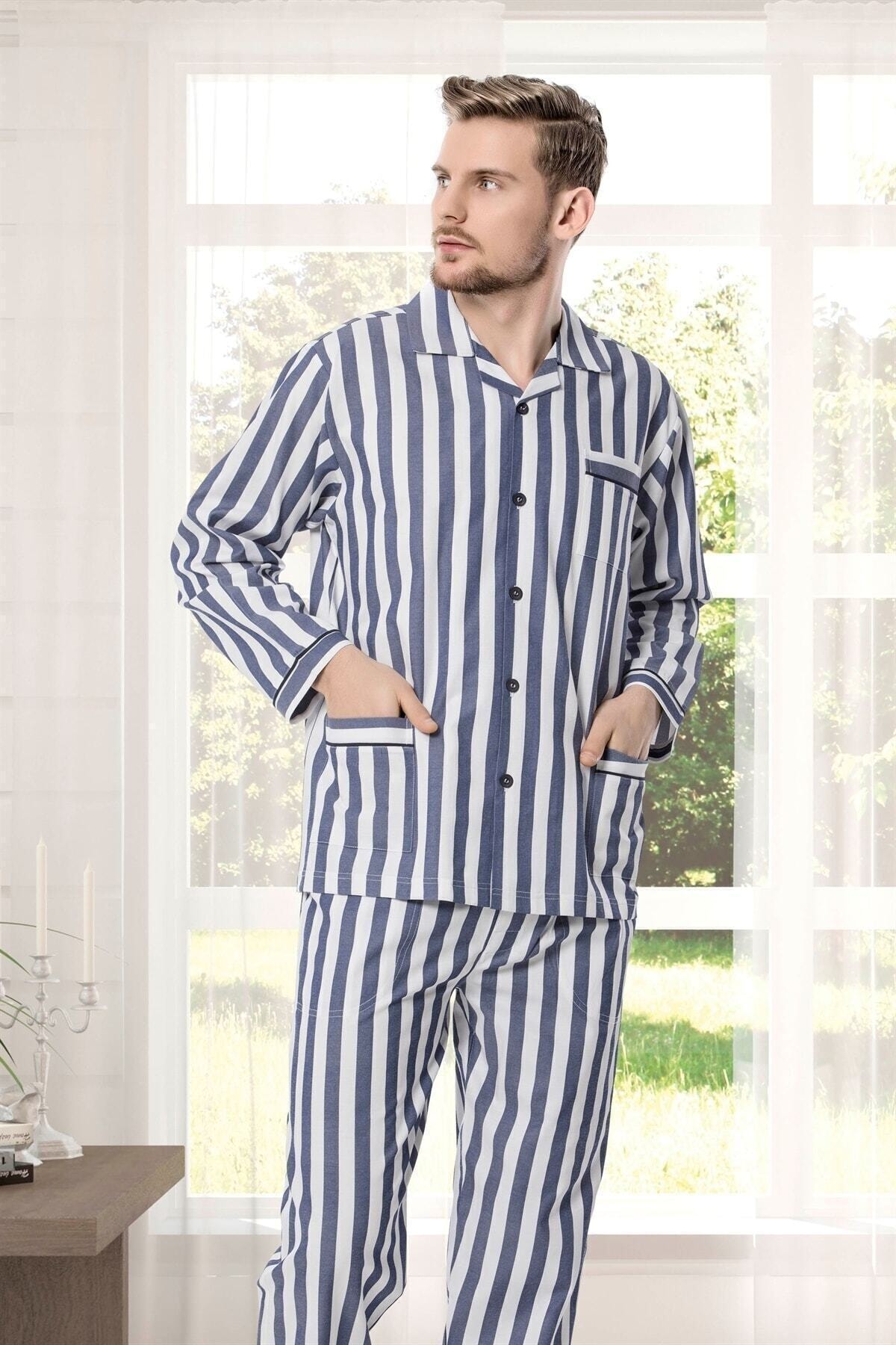 Kocabey 4007 Gaffur Çizgili Poplin Erkek Pijama Takımı