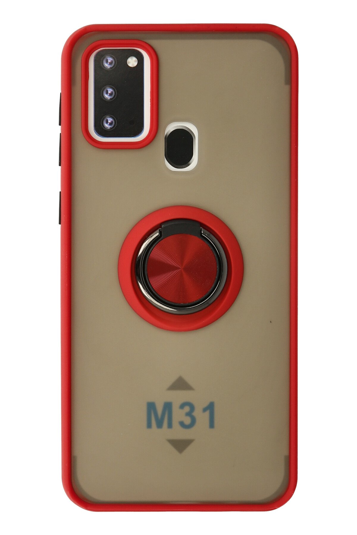 NewFace Newface Samsung Galaxy M31 Kılıf Montreal Yüzüklü Silikon Kapak - Kırmızı