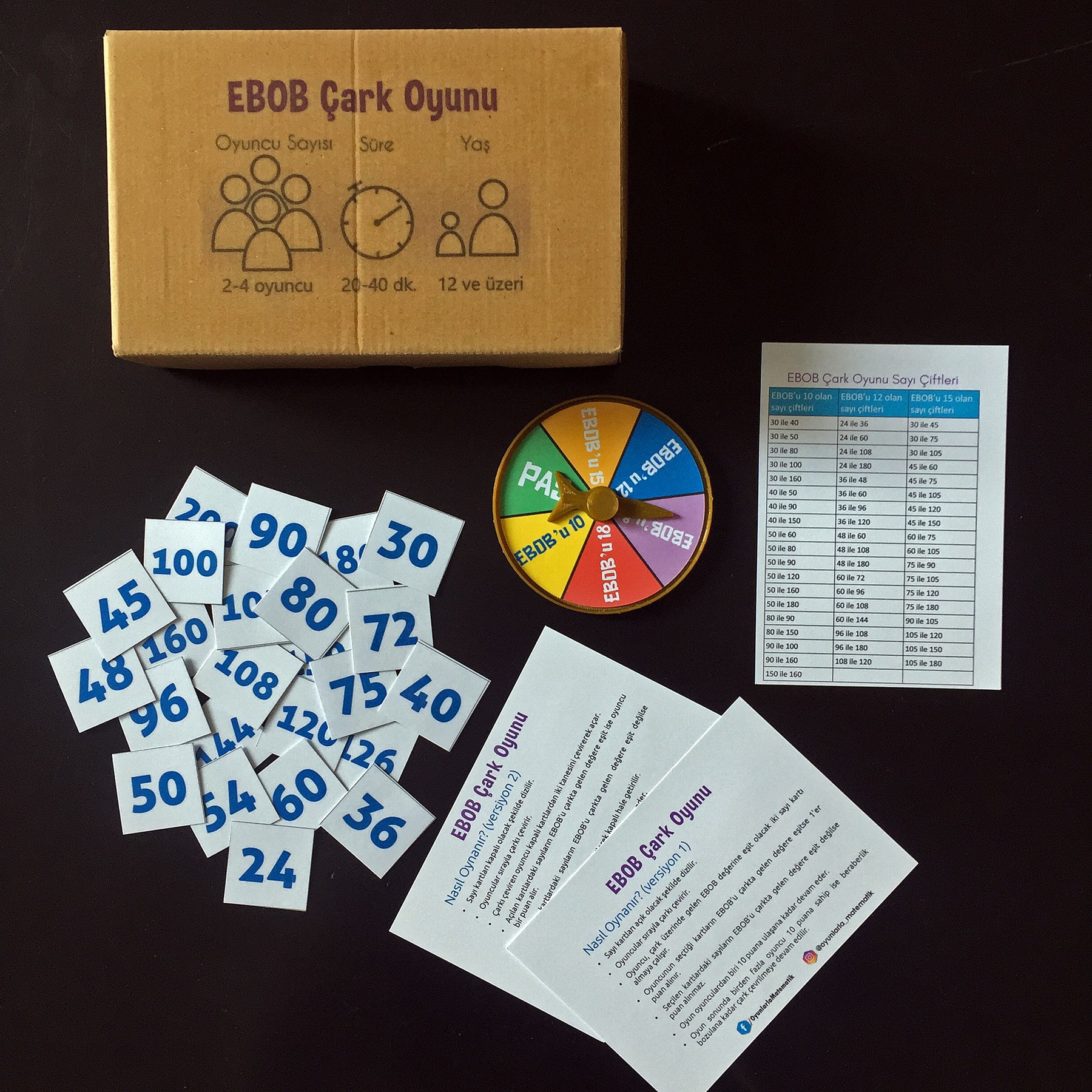 AtölyeAdana EBOB Çark Oyunu - Matematik İşlem Zeka Oyunu