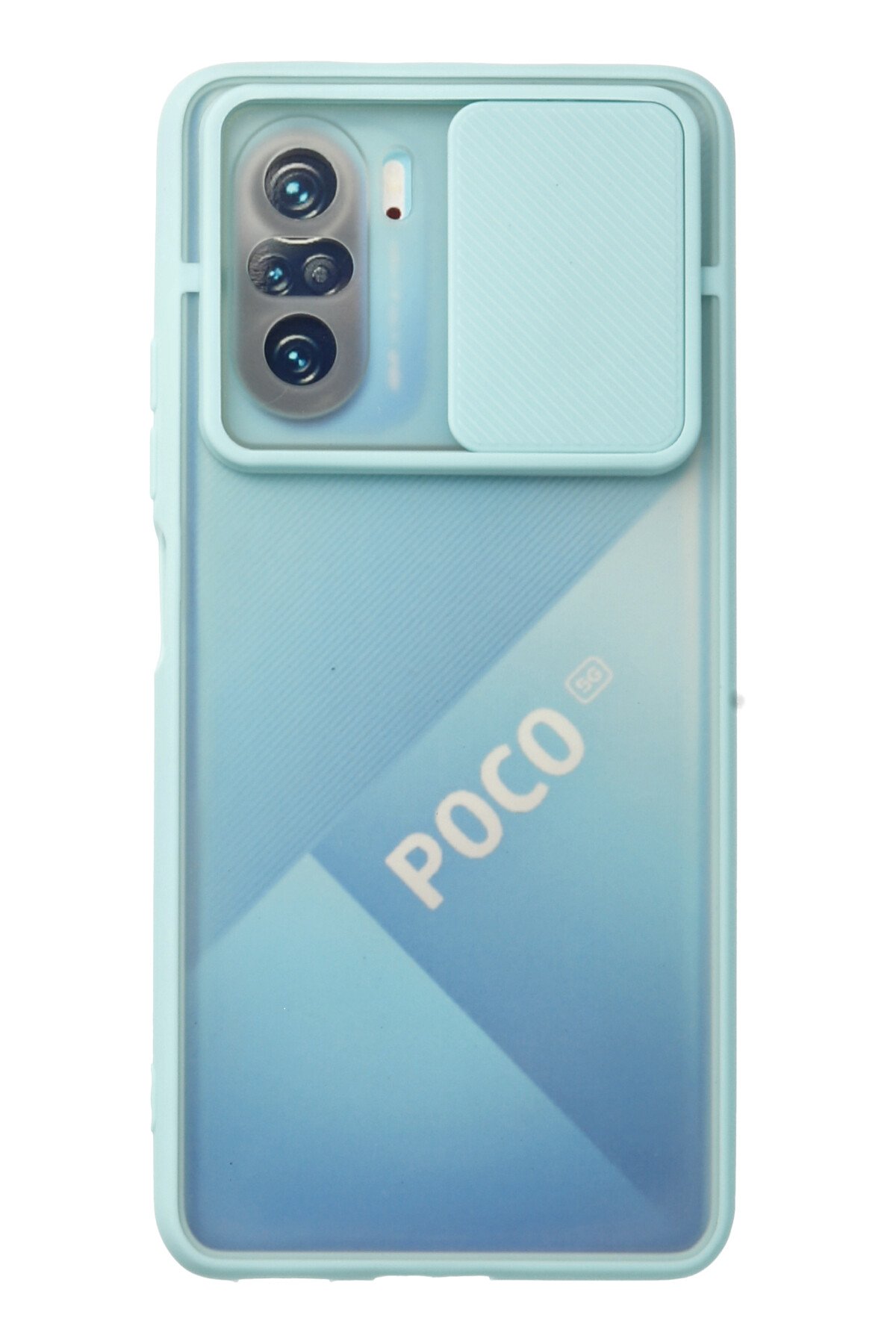 NewFace Newface Xiaomi Poco F3 Kılıf Palm Buzlu Kamera Sürgülü Silikon - Turkuaz