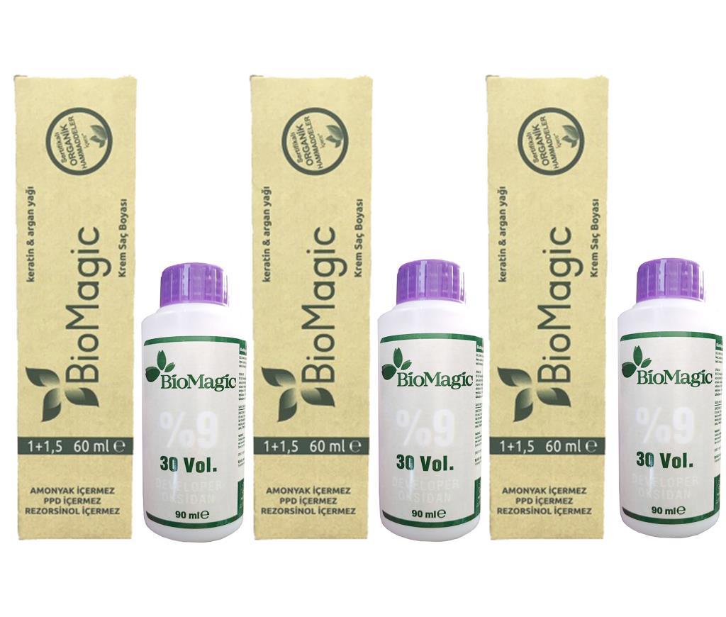 BIOMAGIC BioMagic Organik Amonyaksız Saç Boyası (Kristal Sarısı-11.21)+Oksidan (3 Adet)