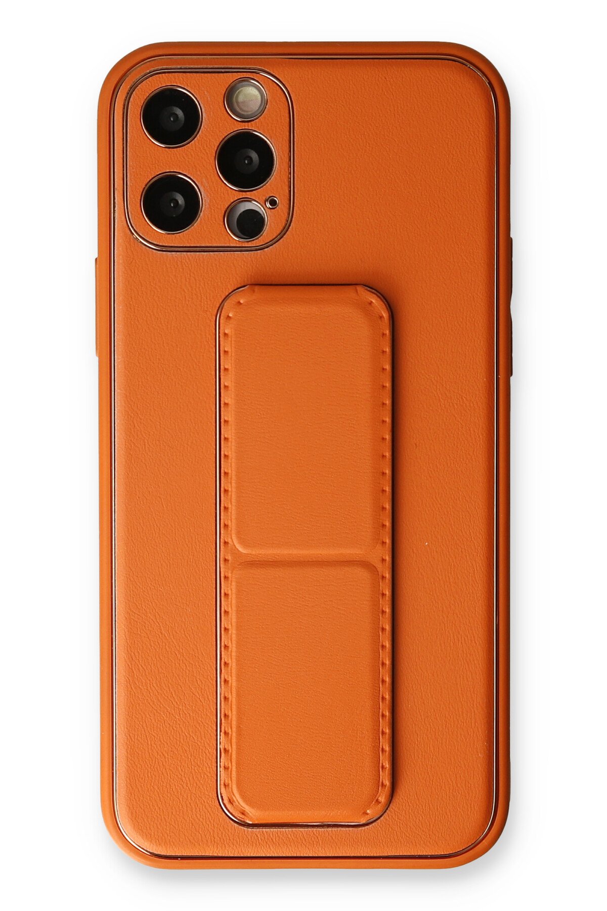 NewFace Newface iPhone 12 Pro Kılıf Coco Deri Standlı Kapak - Turuncu