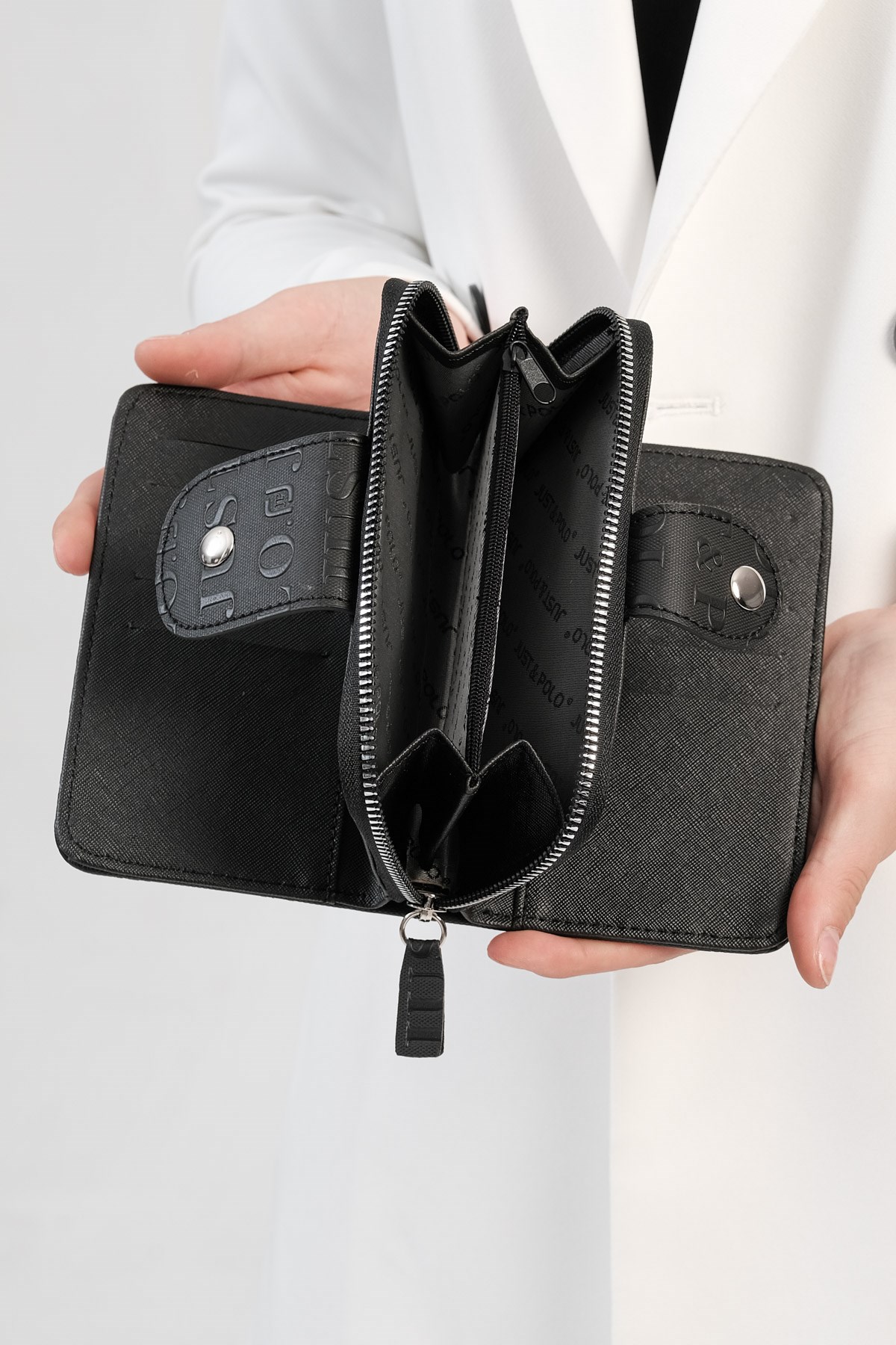 Just Polo Just Polo Kadın Siyah Ayarlanabilir Uzun Askılı Omuz Çantası ve Cüzdan Kombin HS4020C1005
