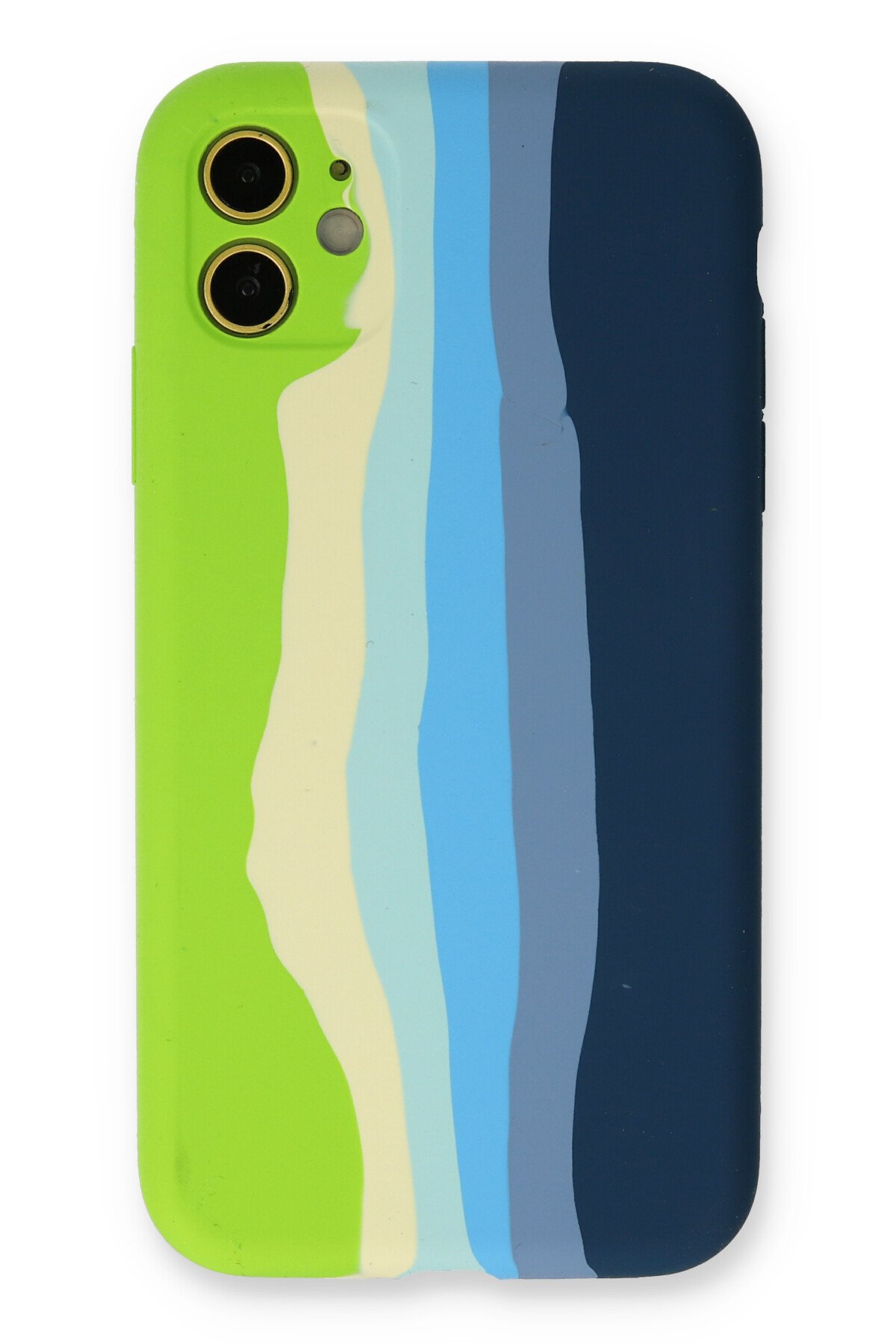NewFace Newface iPhone 12 Kılıf Ebruli Lansman Silikon - Yeşil-Koyu Yeşil