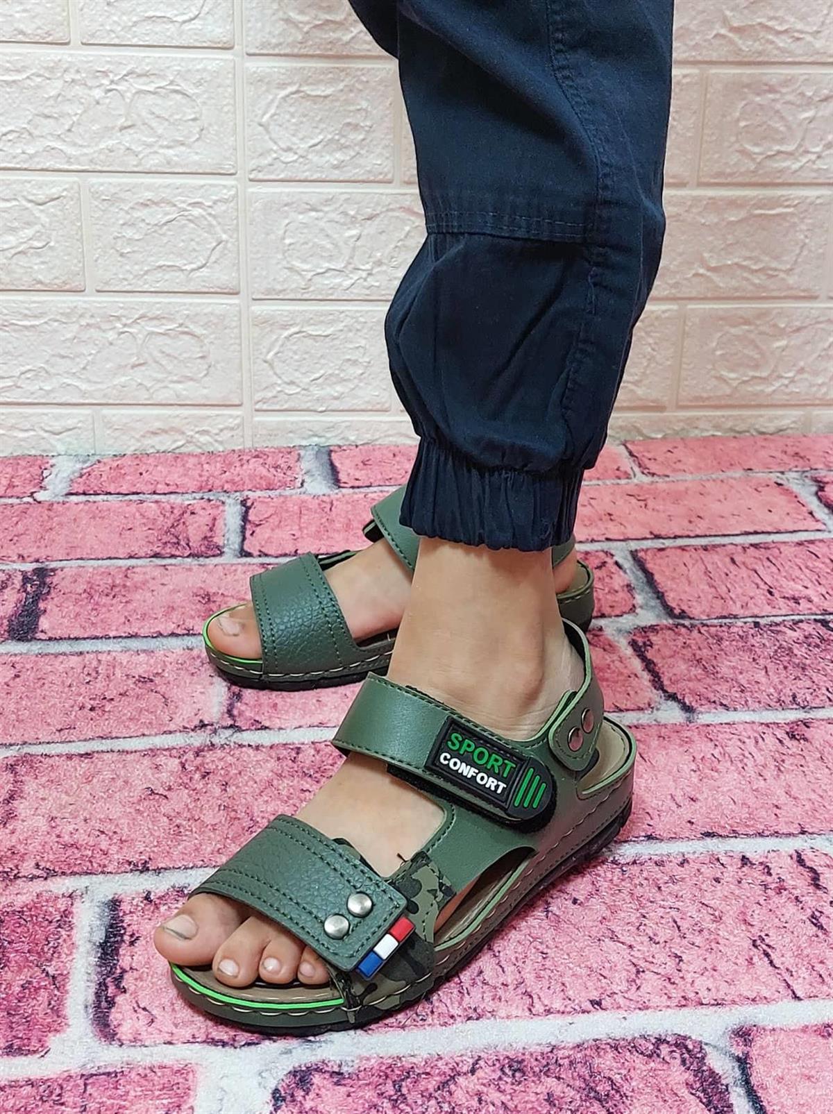 Fiyra Fiyra Poliva Haki Yeşil Yumuşak Ortapadik Taban Çocuk Sandalet