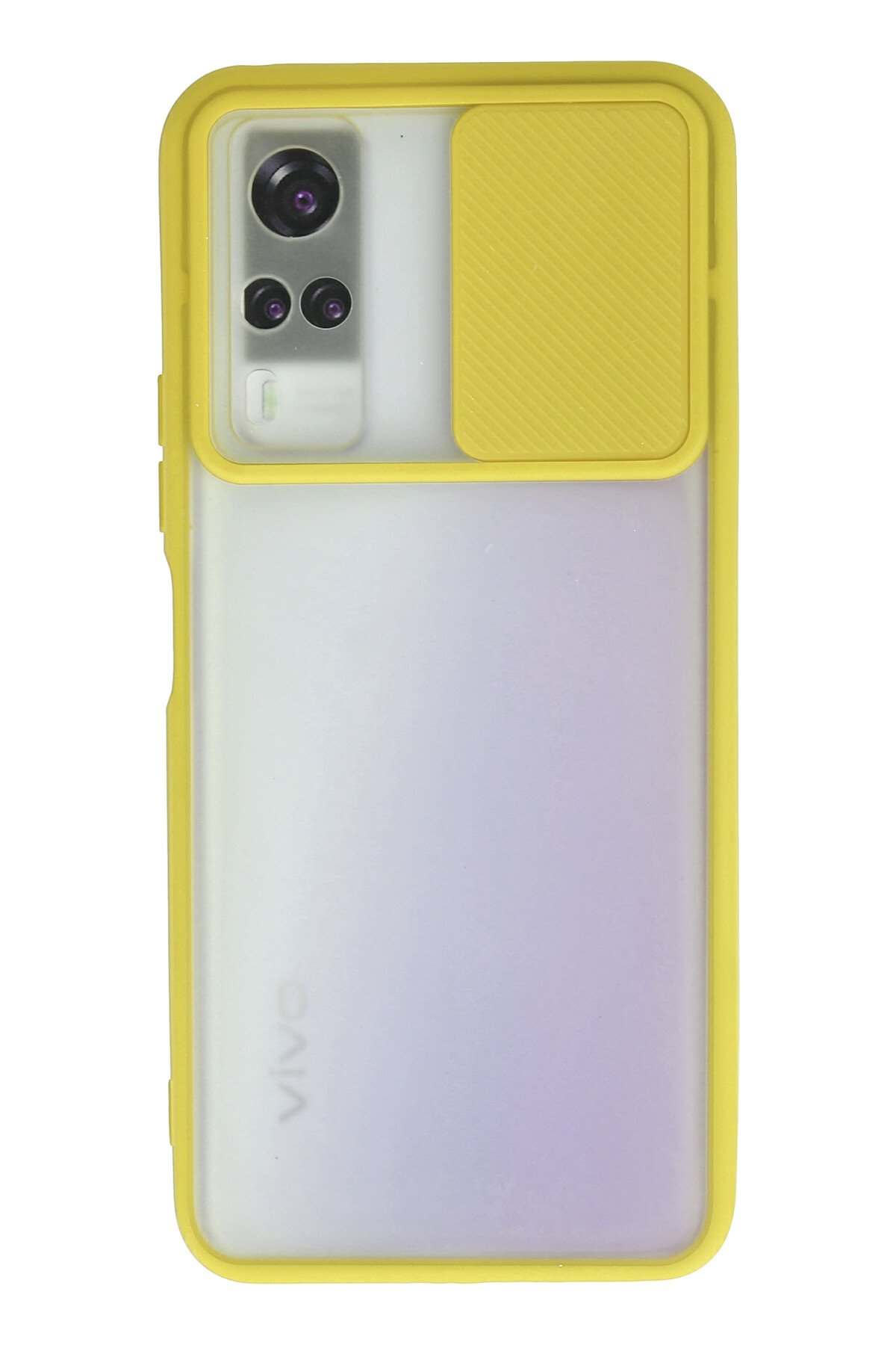 NewFace Newface Vivo Y51 Kılıf Palm Buzlu Kamera Sürgülü Silikon - Sarı
