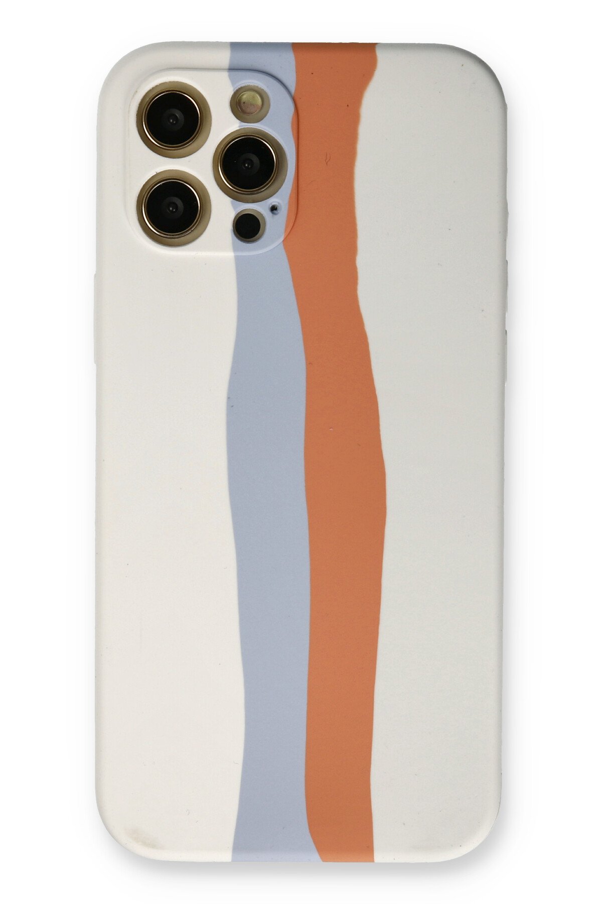 NewFace Newface iPhone 12 Pro Max Kılıf Ebruli Lansman Silikon - Beyaz-Turuncu