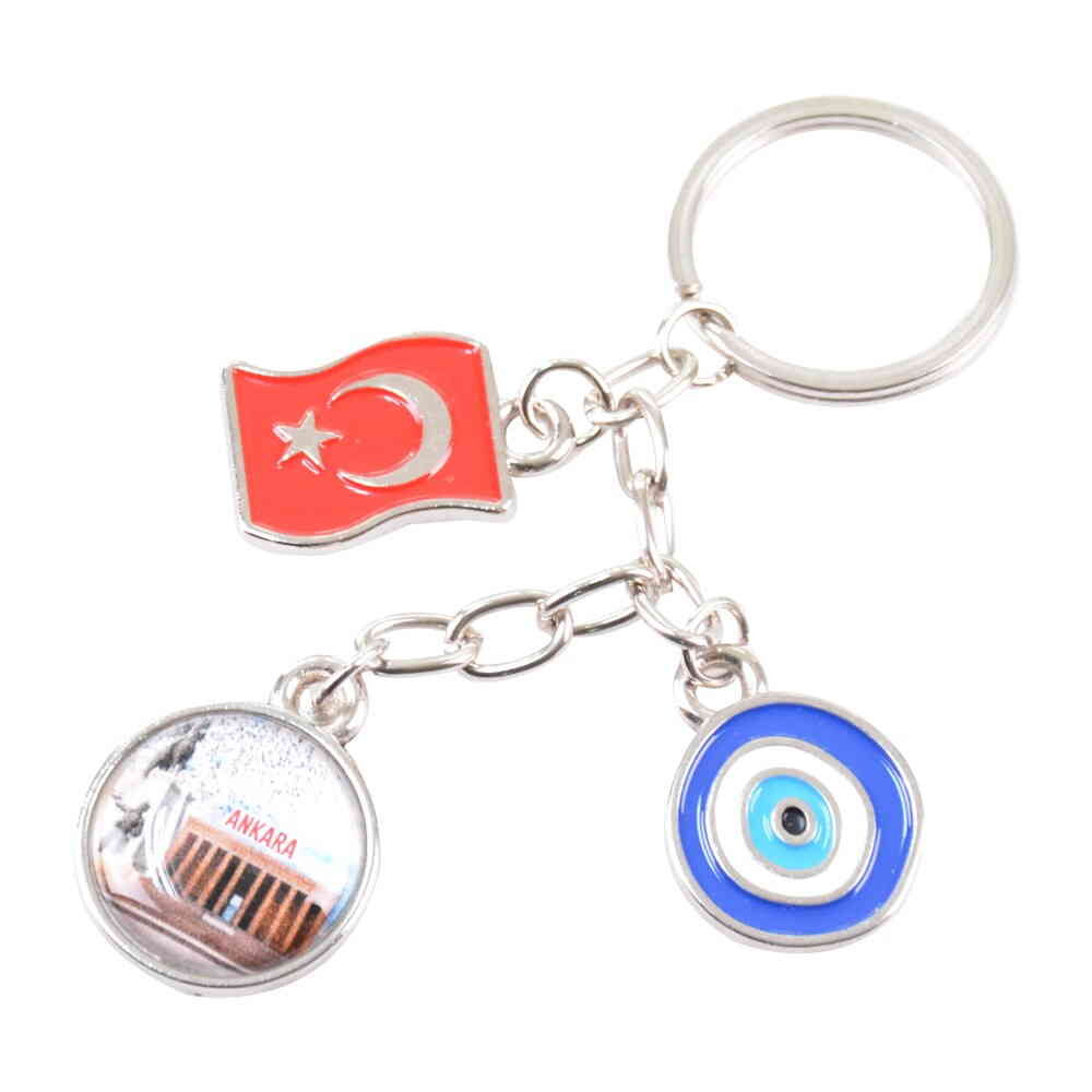 Myros Ankara Temalı Myros Bayrak Nazar Üçlü Anahtarlık 7 Nolu Tasarım