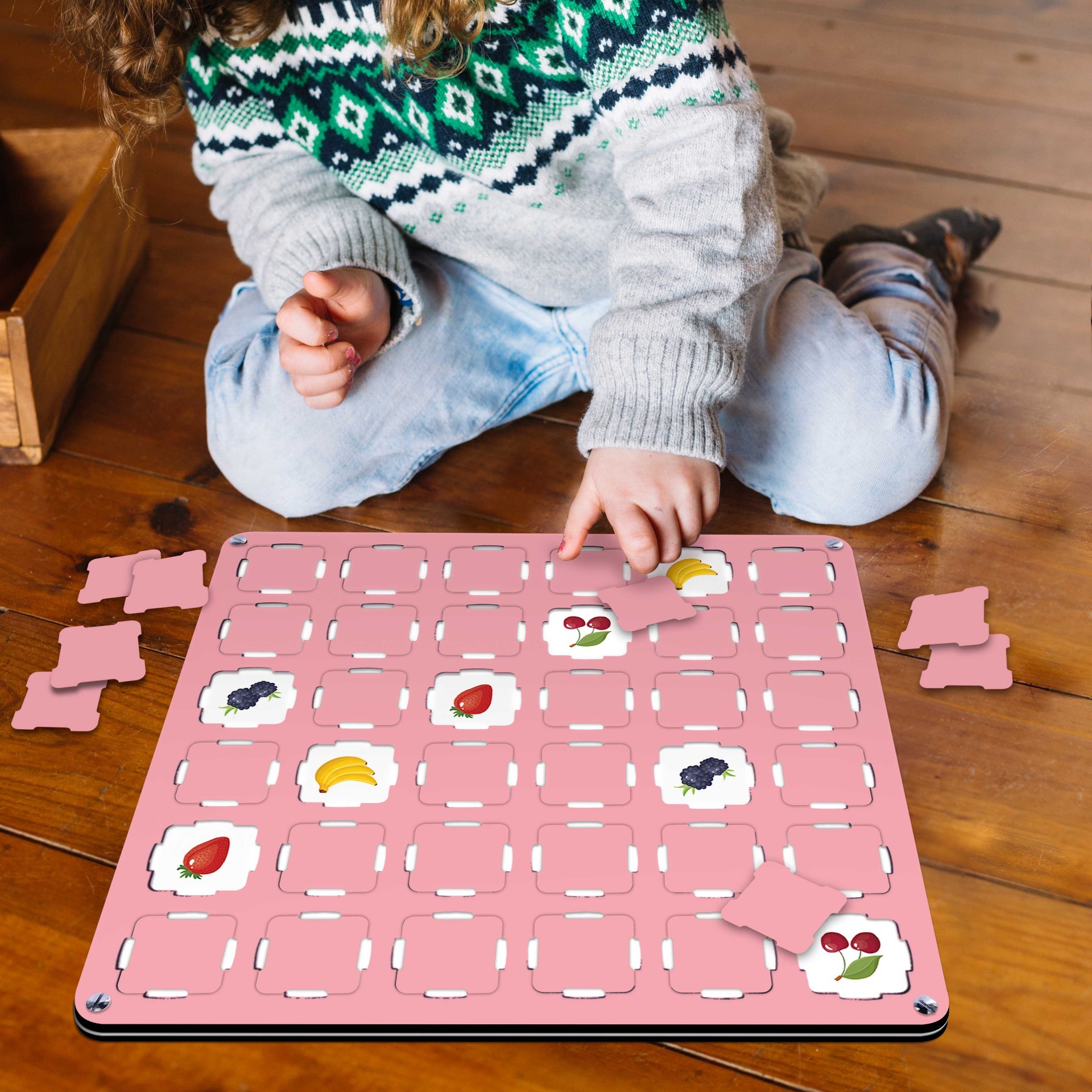 Artikel Pembe Ahşap MDF Eşleştirme Hafıza Oyunu 34x34