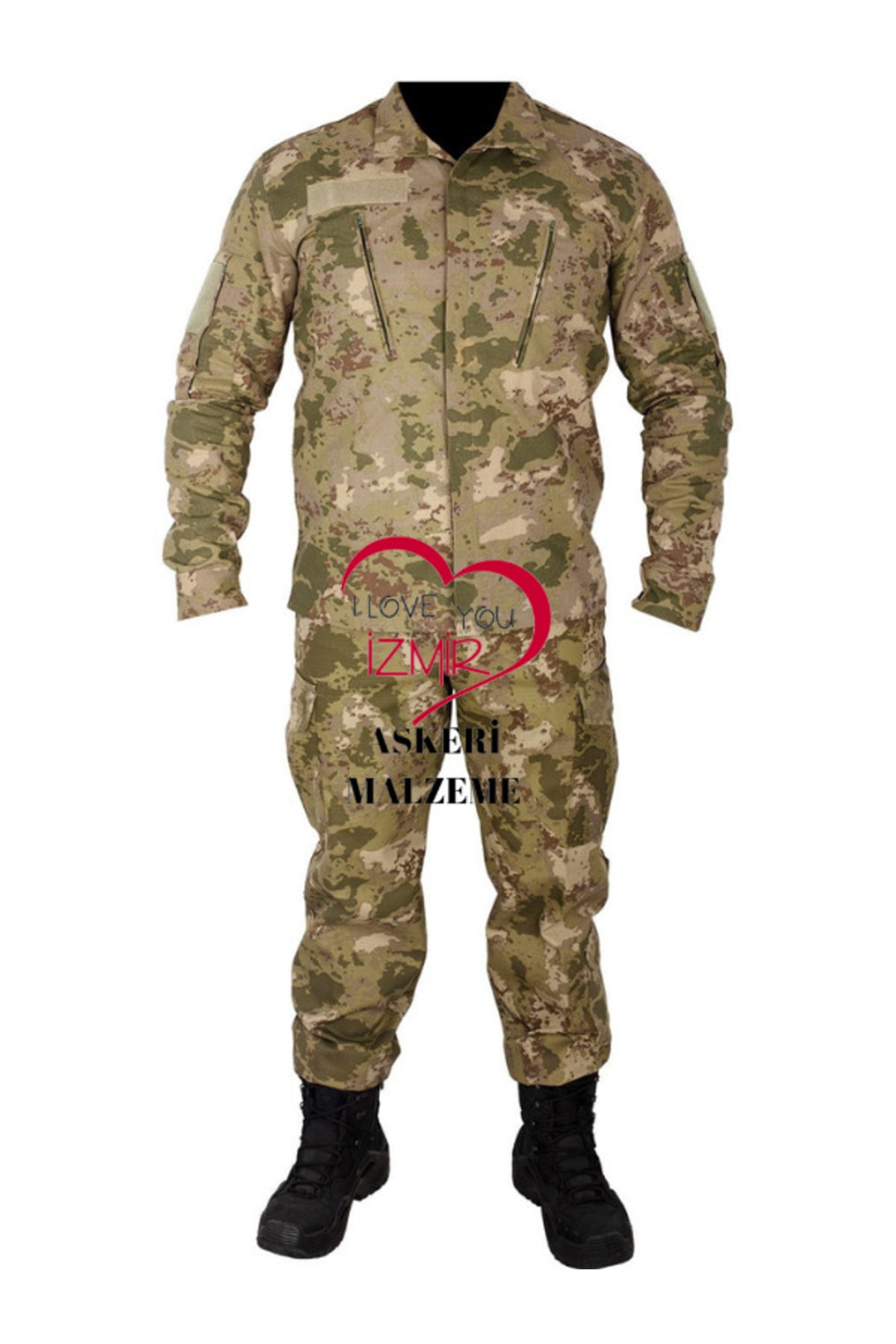 Burak Askeri Malzeme Kara Kuvvetleri Kamuflaj Renkli Uzun Kollu Gomlek Ve Pantolon Takim BH11680