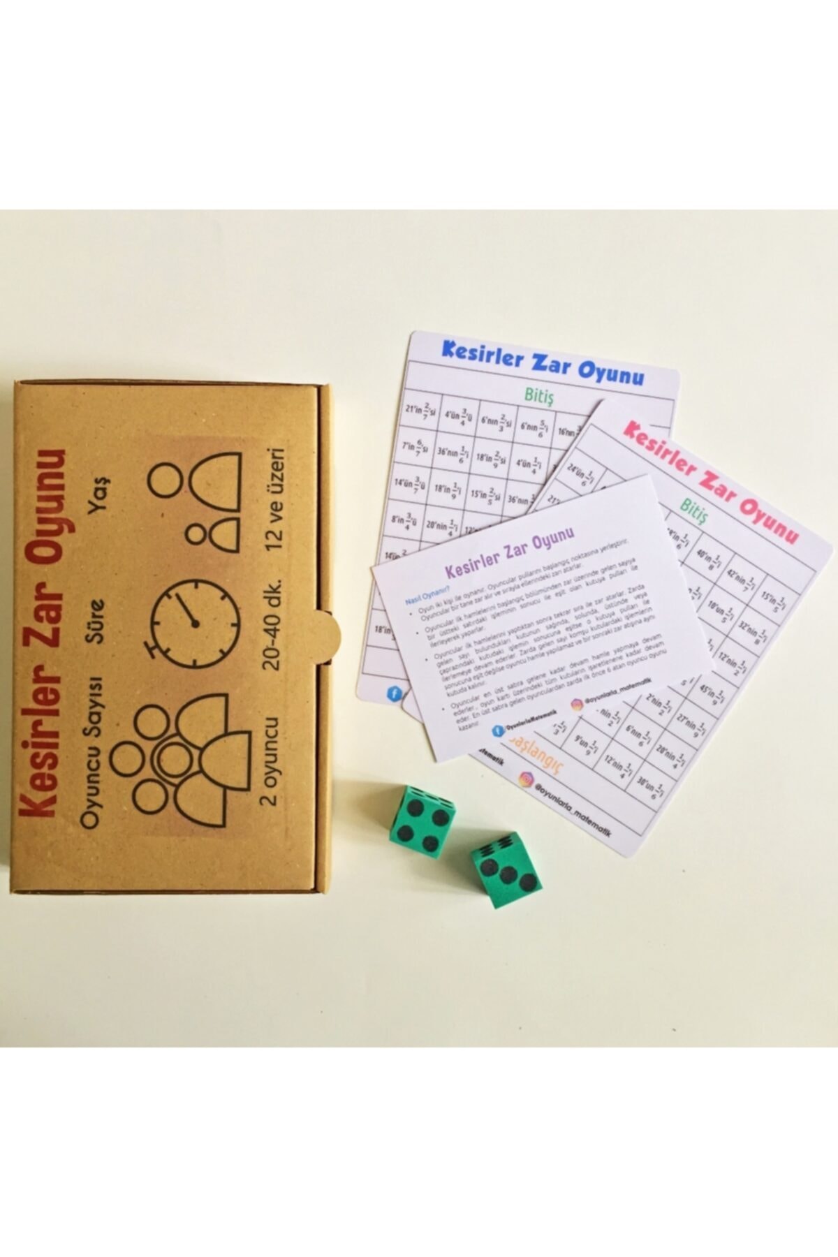 Oyunlarla Matematik Kesirler Zar Oyunu - Matematik Işlem Akıl Zeka Eğitici Eğlenceli Oyun