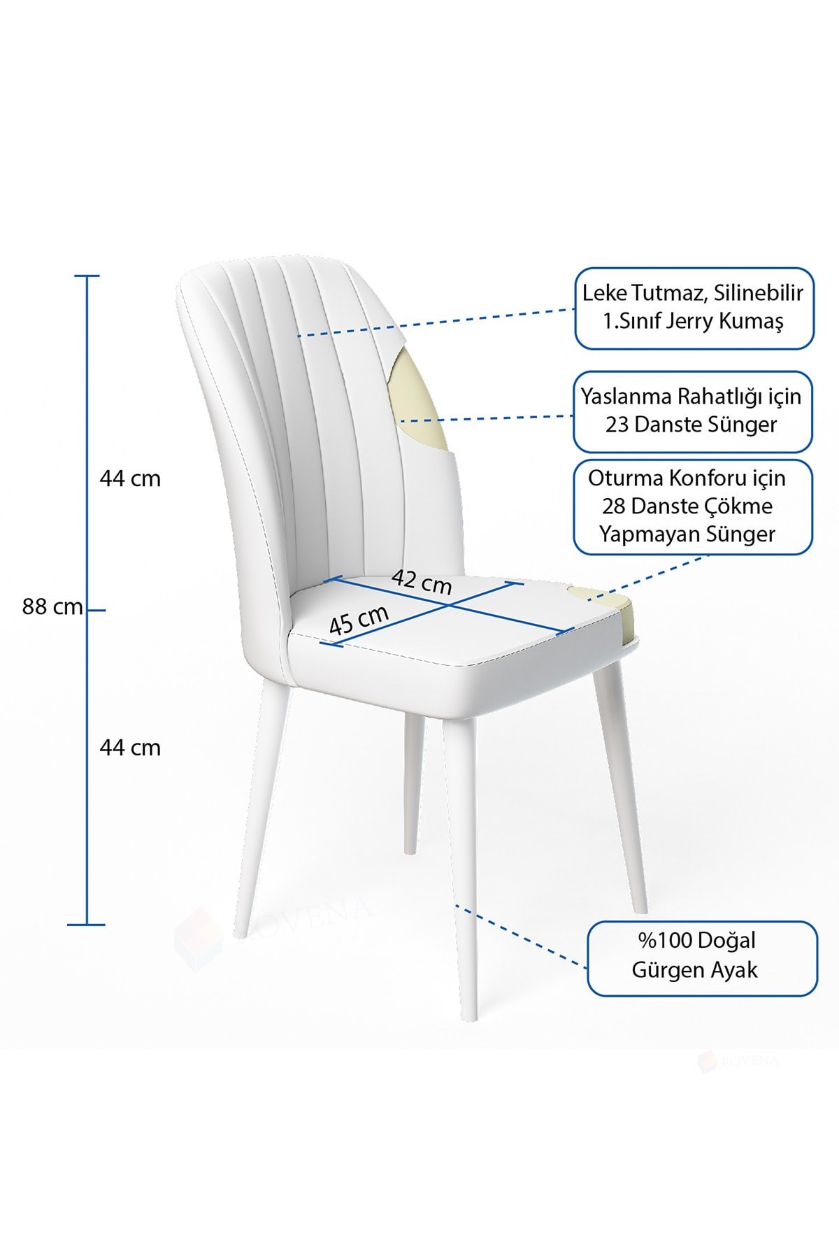 Rovena Lora Beyaz Mermer Desen 70x114 Mdf Açılabilir Yemek Masası Takımı 4 Adet Sandalye