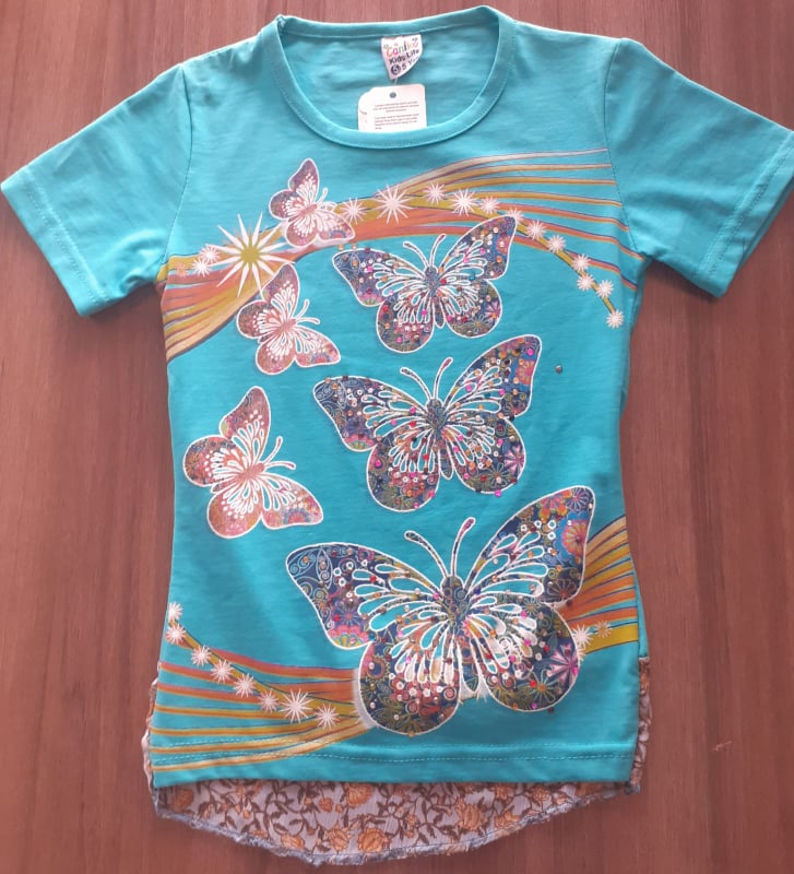 Mavera Su yeşili Önü Kelebekli Arkası Uzun Tüllü Fiyonklu T-Shirt Mavera Su yeşili Önü Kelebekli Arkası Uzun Tüllü Fiyonklu T-Shirt