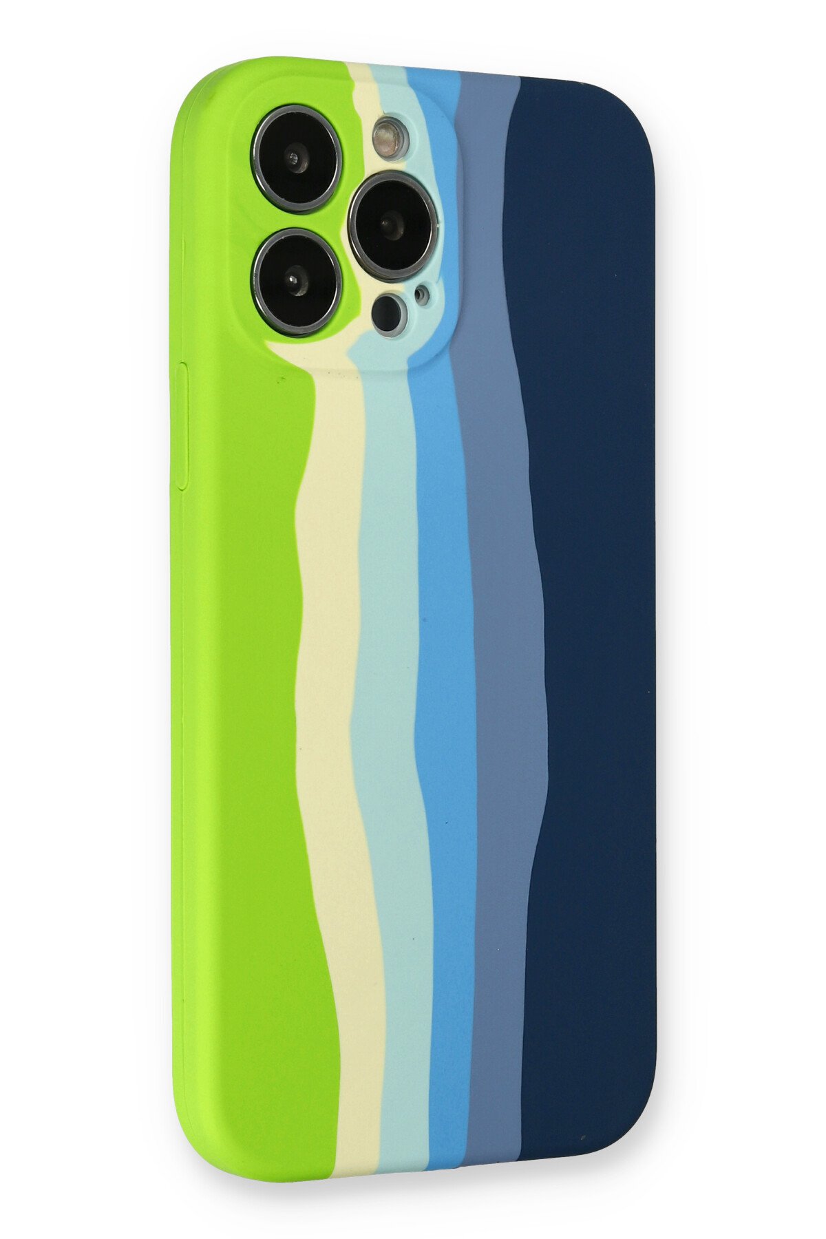 NewFace Newface iPhone 13 Pro Kılıf Ebruli Lansman Silikon - Yeşil-Koyu Yeşil