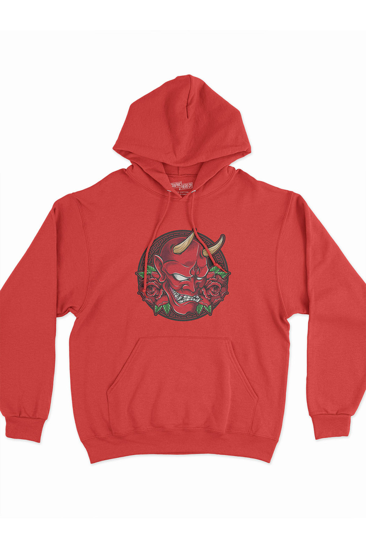 MIJUSTORE Şeytan Baskılı Oversize Kırmızı 3 İplik Kalın Sweatshirt Hoodie