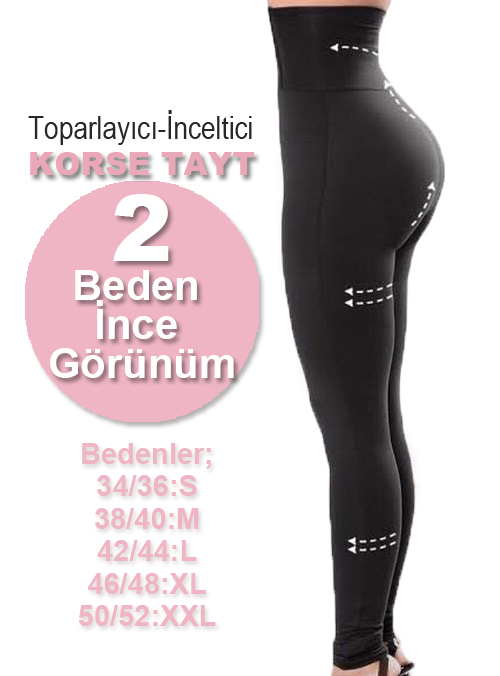 EZRA 1. Kalite Kumaş Beli Agraflı 2 Beden İnceltici Sıkılaştırıcı Korse Tayt