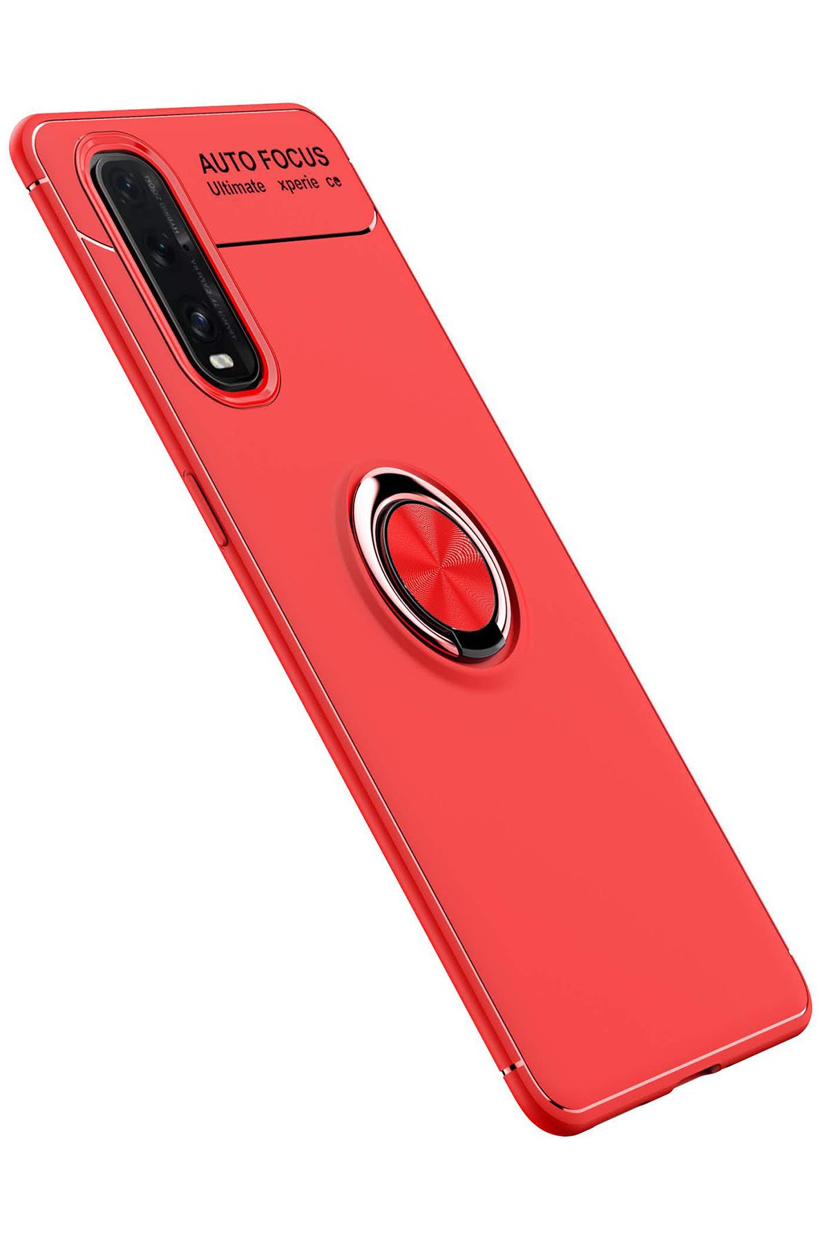 NewFace Newface Oppo Find X2 Kılıf Range Yüzüklü Silikon - Kırmızı
