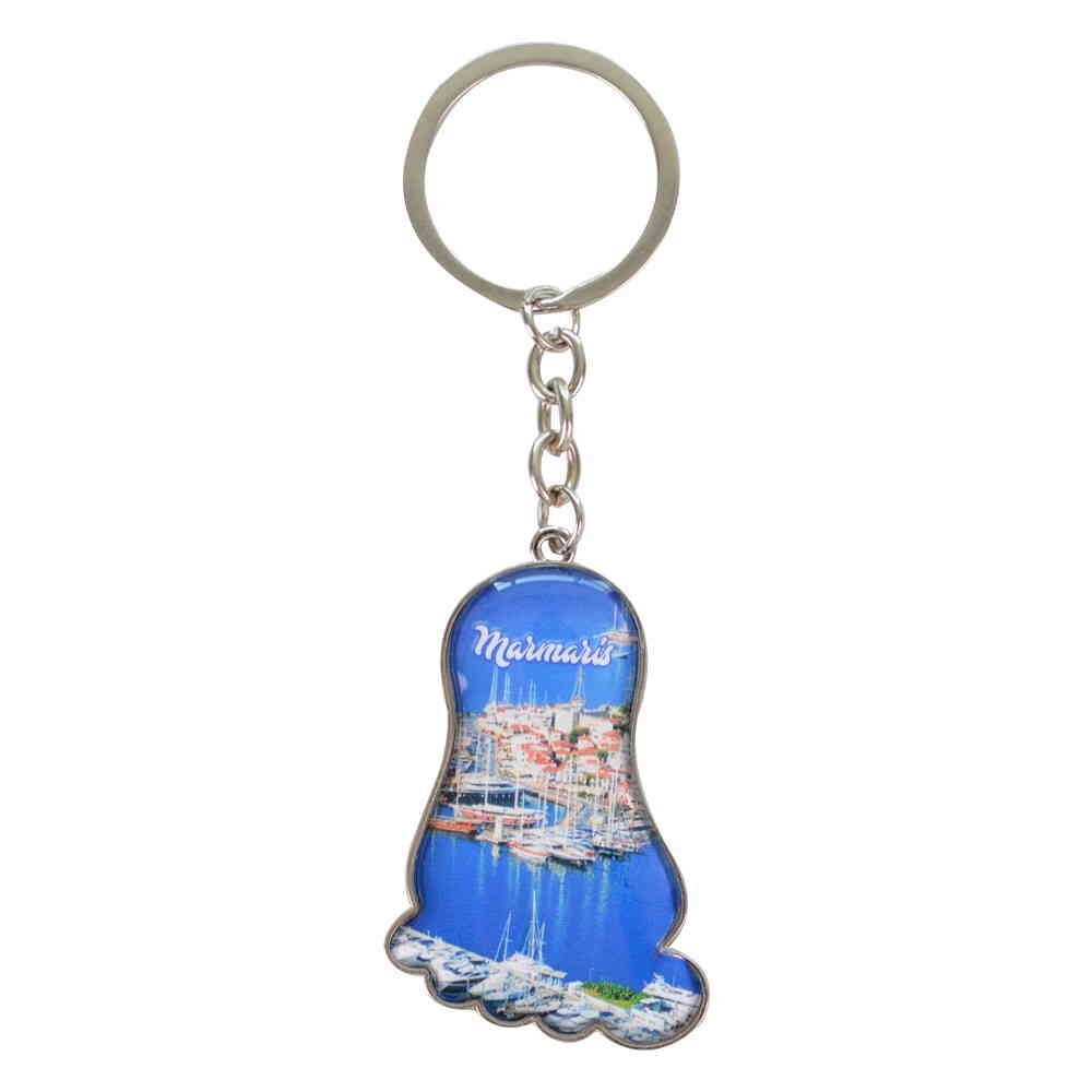 Myros Marmaris Temalı Myros Metal Dikdörtgen Anahtarlık 32x88 mm 5 Nolu Tasarım