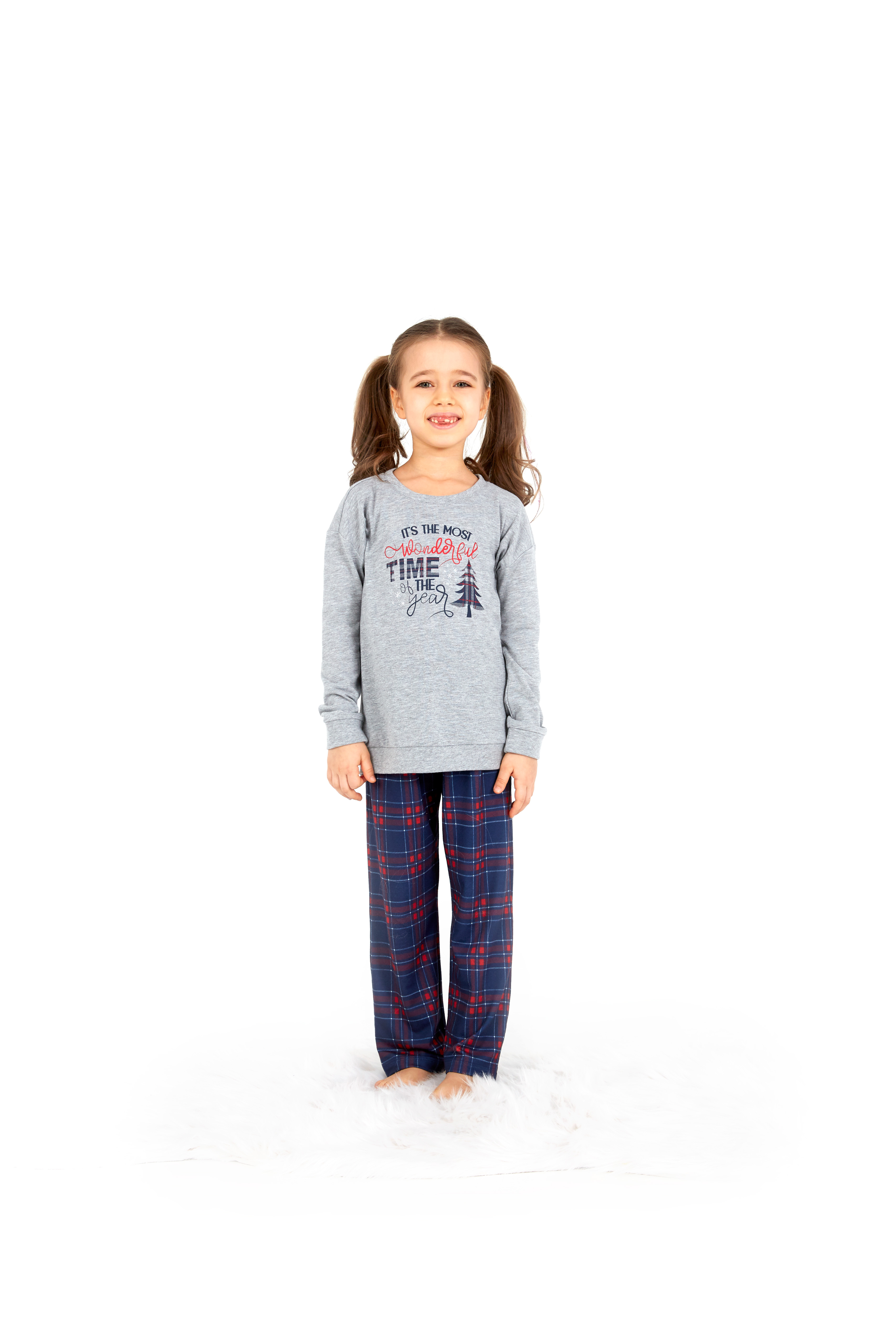 Blackspade Kız Çocuk Uzun Pijama Takımı 50695 - Gri Melanj