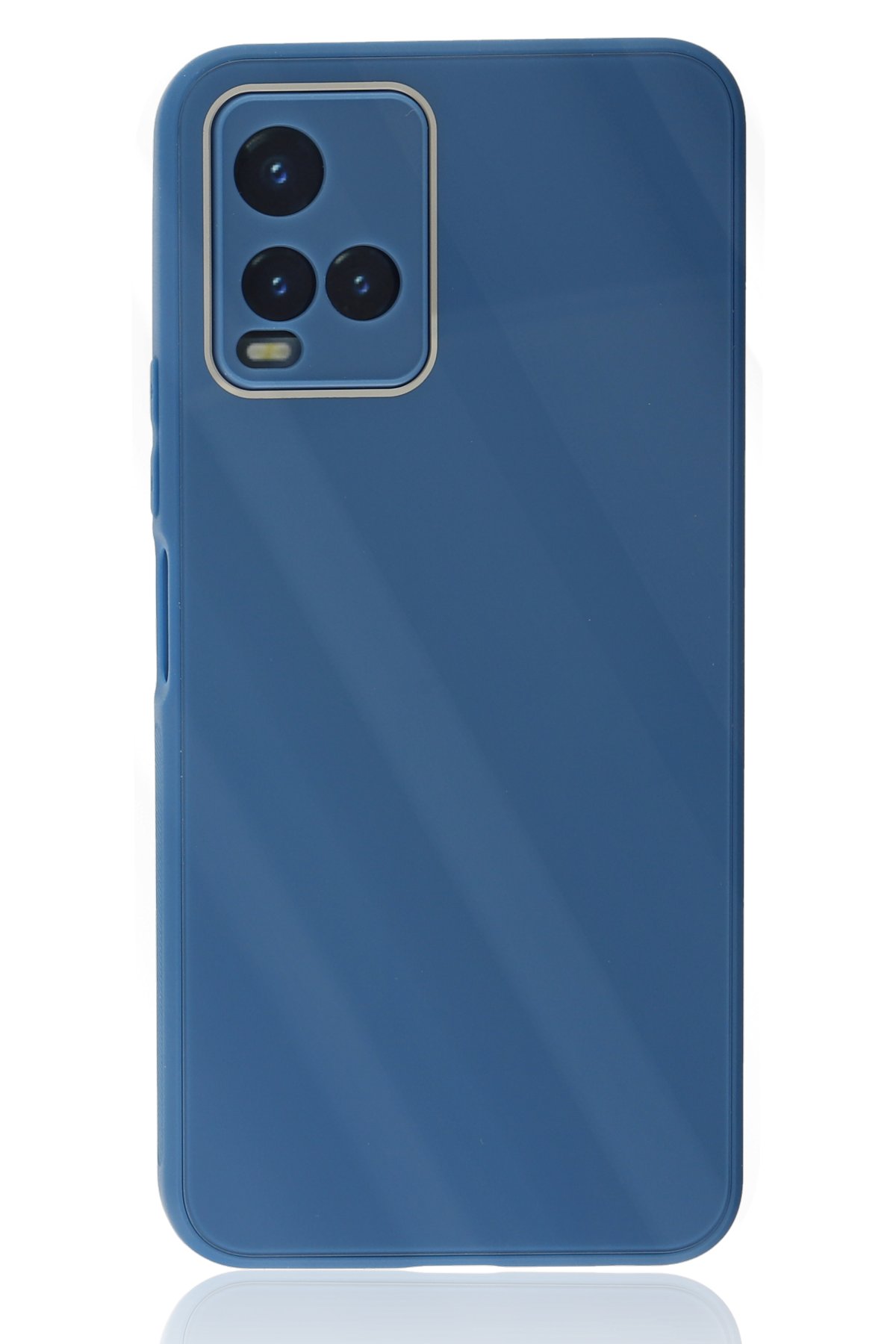 NewFace Newface Vivo Y21S Kılıf Glass Kapak - Mavi NewFace Newface Vivo Y21S Kılıf Glass Kapak - Mavi
