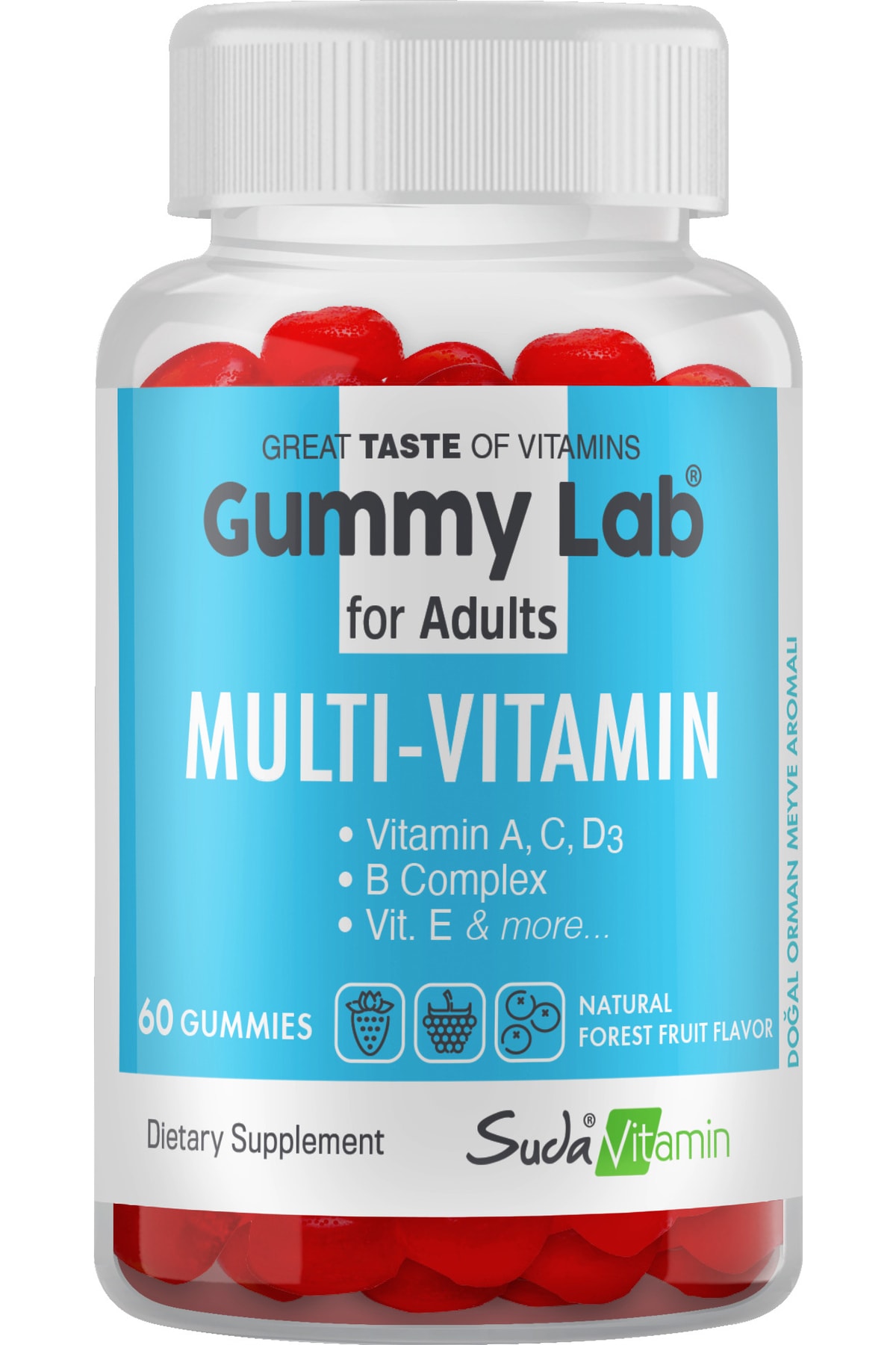 Suda Vitamin Gummy Lab Multivitamin For Adults Orman Meyveli 60 Gummies Çiğnenebilir Tablet