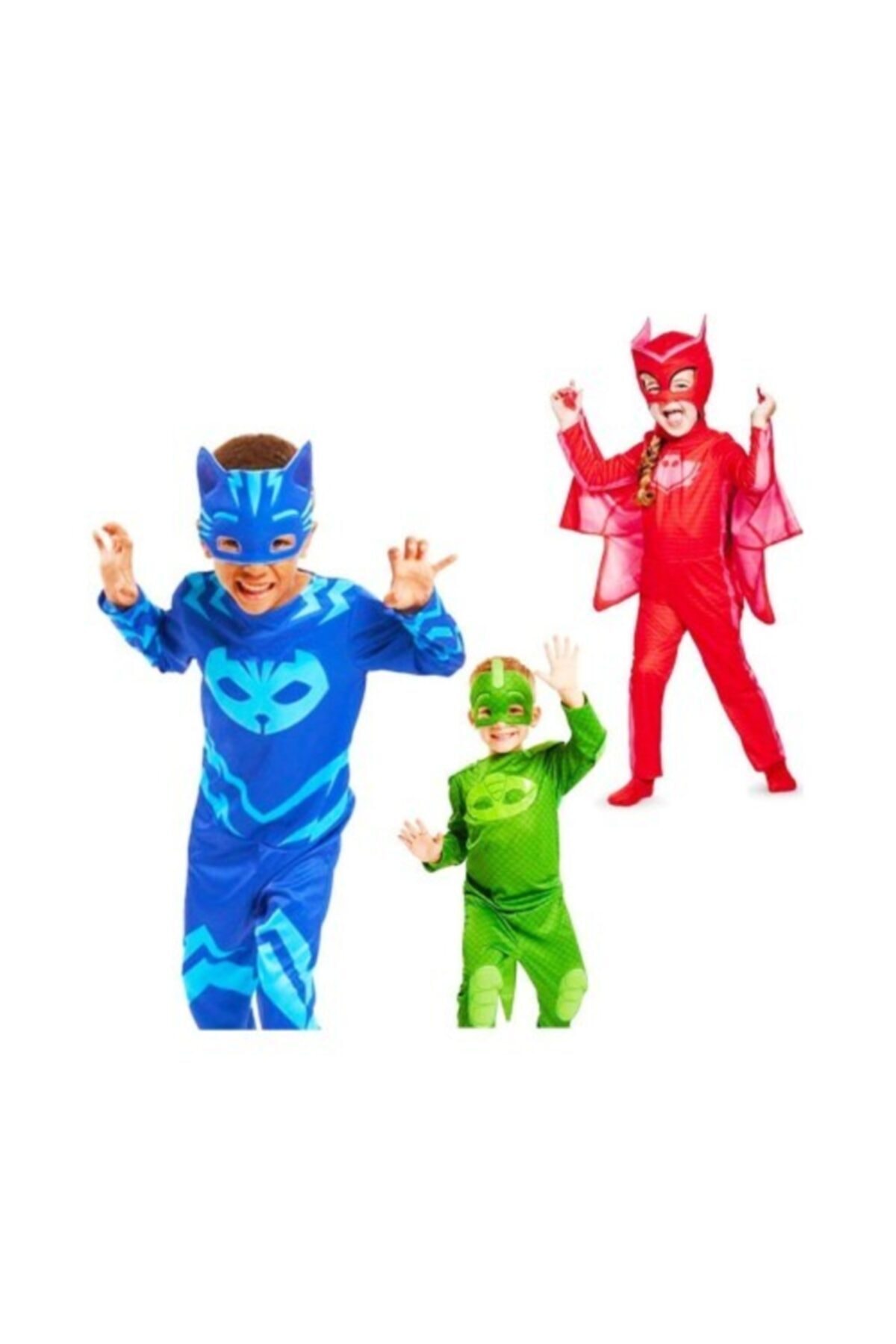 HanBey Pazarlama Unisex Pija Maskeliler Kostüm Pj Mask Owlette Baykuş Kız Kırmızı